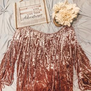 Off the shoulder velvet top